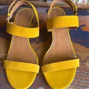 Tory Burch Yellow Suede Wedges